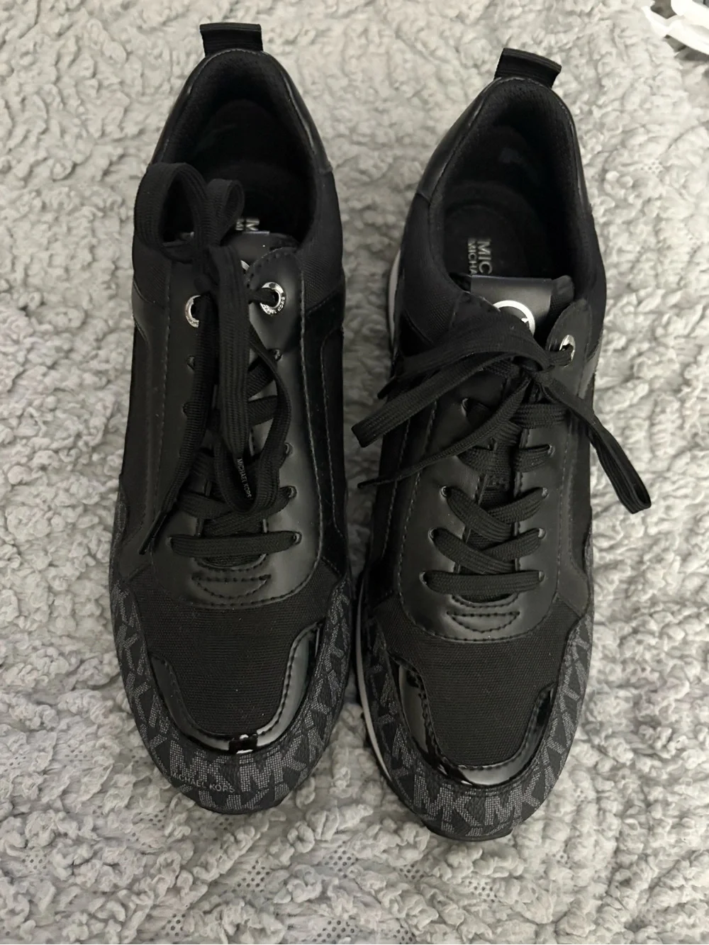 Michael Kors Black Logo-Trim Lace-Up Sneakers